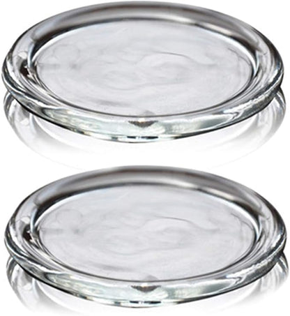 2 Pack Glass Candle Holder 3" Clear Beautiful Transparent Round Candle Plate by Cumuiu