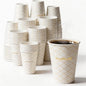MOUMOULIFE Disposable Paper Coffee Cups 12 oz 100 Count, Leak-Proof Gold Gilded by moumoulife