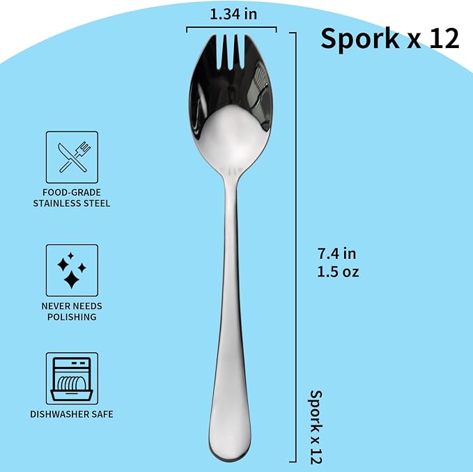 Alata Sporks, 7.4 Inches Long Handle Salad Forks - Image 4