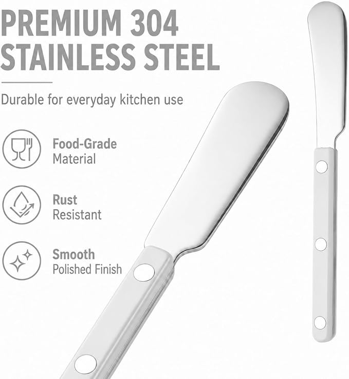 4PCS Stainless Steel Butter Knives Set: 6.3 Inch Cheese Spreader 304 Stainless - Image 6