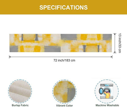 Yellow and Grey Table Runner 13x72 Inch Modern Abstract Art Painting Kitchen - Image 6