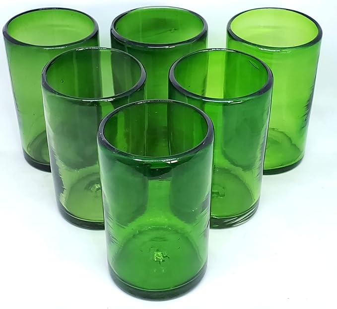 Solid Emerald Green 14 oz Drinking Glasses, Recycled Glass, Toxin-Free - Image 6