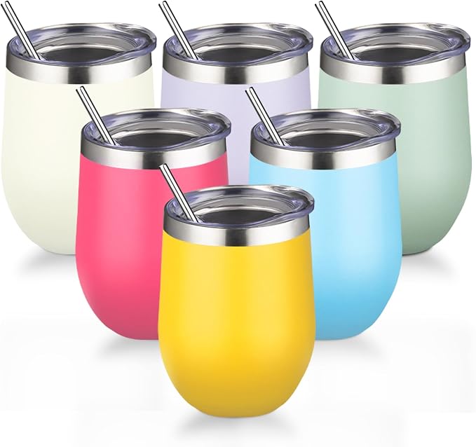 12oz/6 Pack Stainless Steel Wine Tumbler by GUDEMAO