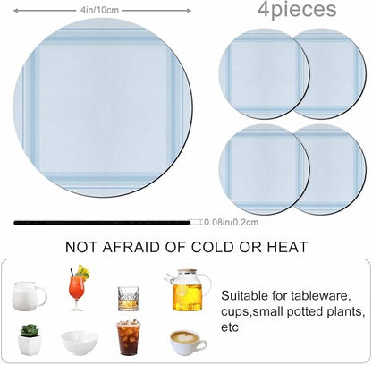 Light Blue Grid Coasters Set of 4 Absorbent Coasters - Image 3