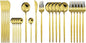 JASHII Stainless Steel Titanium Plated Golden Flatware Set 24 Piece, Flatware by JASHII