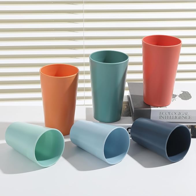 HEYCOME 24 Pcs Unbreakable Plastic Cups Set, 20 oz Reusable Plastic Cups - Image 4