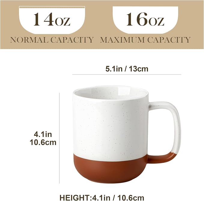 MALACASA Ceramic Coffee Mugs Set of 4, 16oz Coffee Cups, Modern Farmhouse Mugs - Image 2
