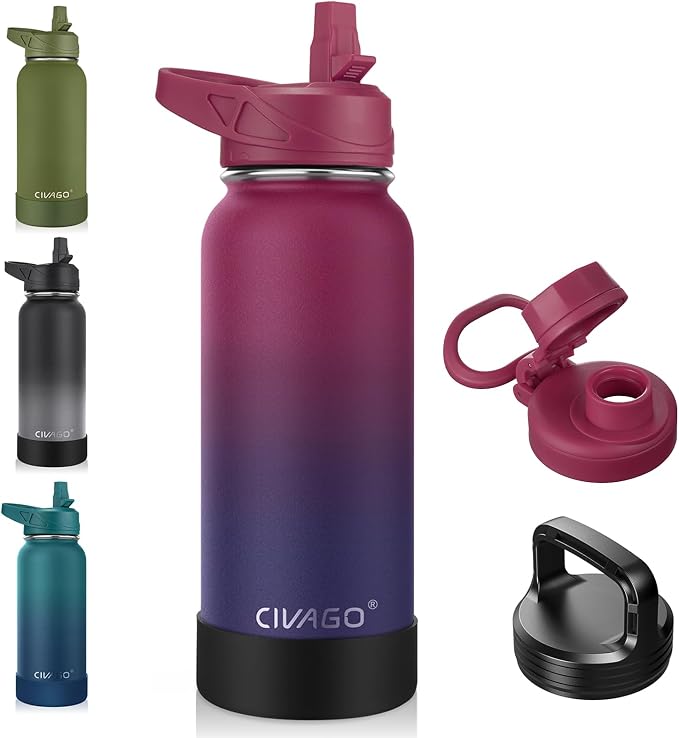 CIVAGO 32 oz Insulated Stainless Steel Water Bottle by CIVAGO
