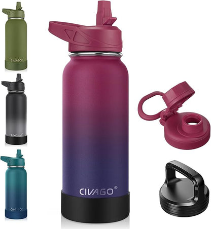 CIVAGO 32 oz Insulated Stainless Steel Water Bottle by CIVAGO