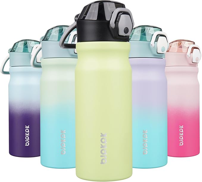 BJPKPK 18 oz Water Bottle with Straw & Handle, Insulated Stainless Flask | Leak by BJPKPK