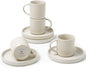 famiware 3oz Espresso Cups and Saucers, Matte White | Ceramic Small Coffee Mug by Famiware