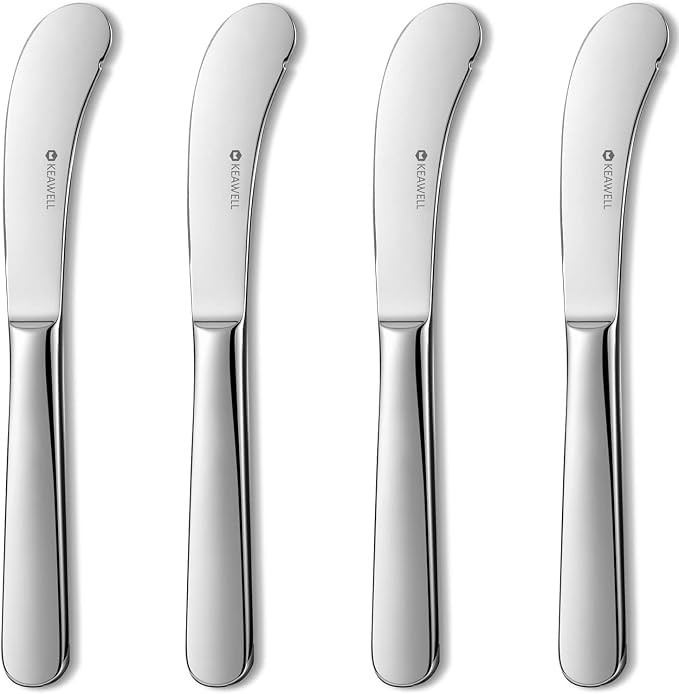 Premium Louise 4-Piece 6.7-Inch Stainless Steel Butter Knives | Butter Spreaders by KEAWELL