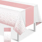 1Pcs White and Rose Gold Tablecloth Party Decorations, Plastic White Table by MASHAN