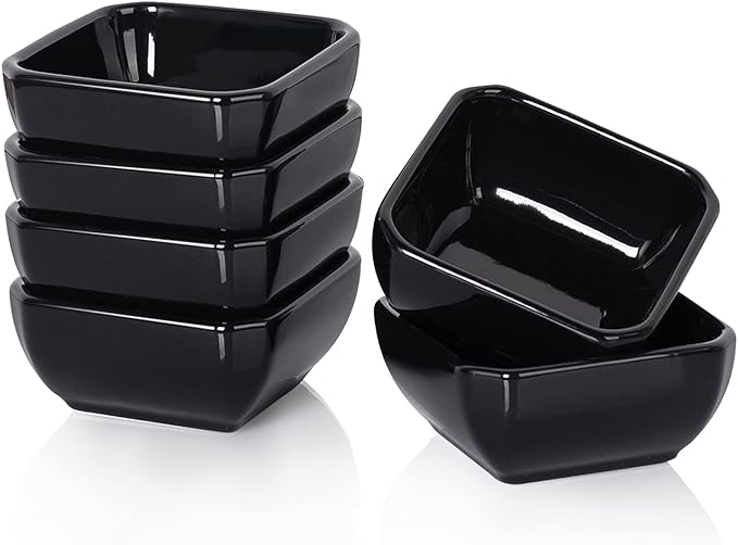 DELLING 3 Oz Porcelain Dip Bowls Set of 6, Soy Sauce Dish, Condiment Cups by Delling-HappyFoodieCreator