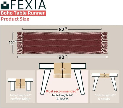 Burgundy Red Table Runner with Tassels 12x90 Inch - Image 2