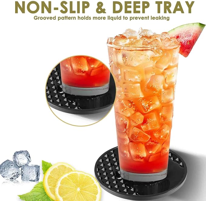 Silicone Coasters 6 Pack with Holder, Drink Coasters Set - Image 4