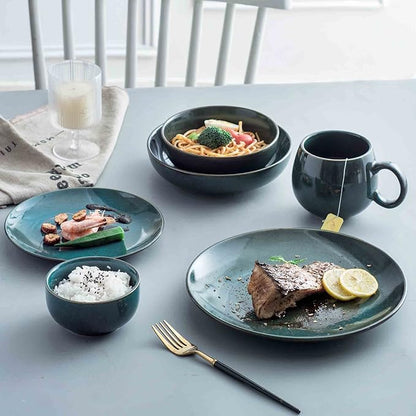 UNICASA Cremic Dessert Plates Set of 4-8 Inch Ceramic Dinner Plates Dinnerware Oven Microwave Safe for Salad, Scratch Resistant, Kitchen Serving Dish, Olive
