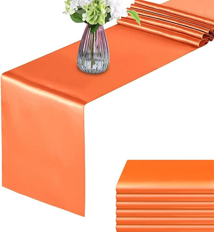 Orange Table Runners, 12x108 Inches, 6 Pack | Bright Satin, Silk and Smooth by HMQIANG