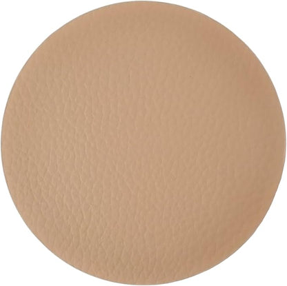 Nikalaz Round Placemats Set (Pack of 4) Recycled Leather Table Mats 15 inches, Kitchen Dining Table Decor by Nikalaz (Light Camel)