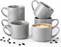 GBhome 14 OZ Coffee Mugs Set of 6, Stackable Gray Coffee Cups Set | Modern by GBhome