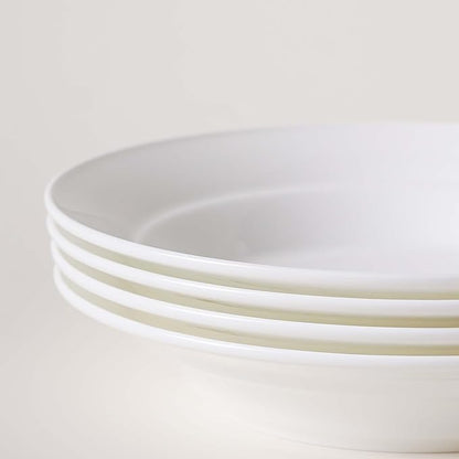 Ceramic Pasta Bowls Set of 4, 13.5oz/22oz Wide Rim Porcelain Soup Bowls - Oven & Dishwasher Safe, Lead-Free Dinnerware for Italian Pasta, Salad, Family Dining (White)