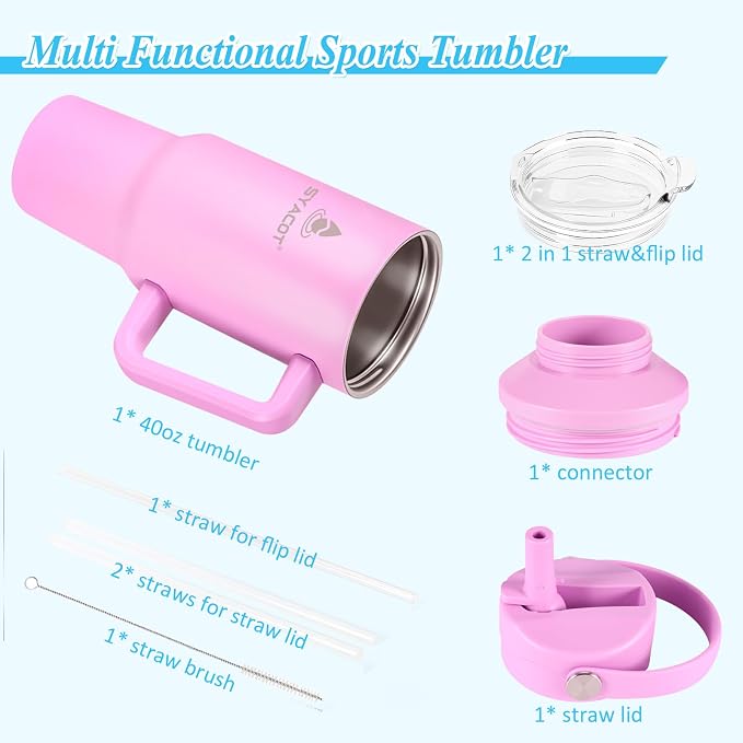 40 oz Tumbler with Handle and Straw or Convert to 40 oz Insulated Water Bottle - Image 7