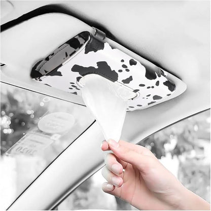 Cow Print Car Accessory for Women, Premium Tissues Holder, Car Napkins Box | by Carstuus