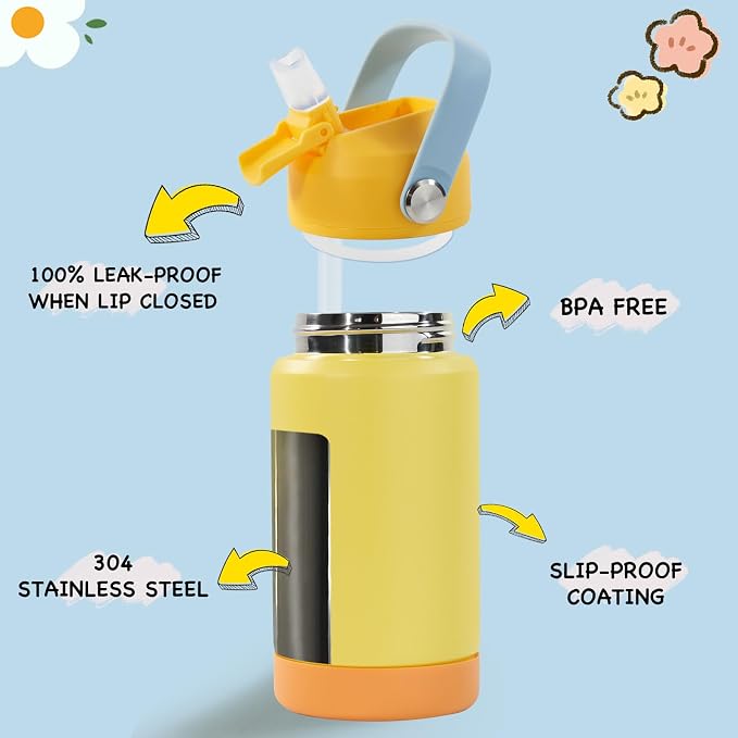 Kerilyn 12oz Kids Water Bottle, Stainless Steel Insulated Water Bottle - Image 2
