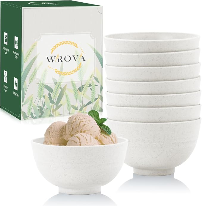 Wheat Straw Snack Bowls 10oz Set of 8 by WROVA