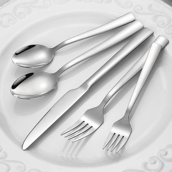 Silverware Set for 4, 20-Piece Stainless Steel Flatware Cutlery Set, Square - Image 3