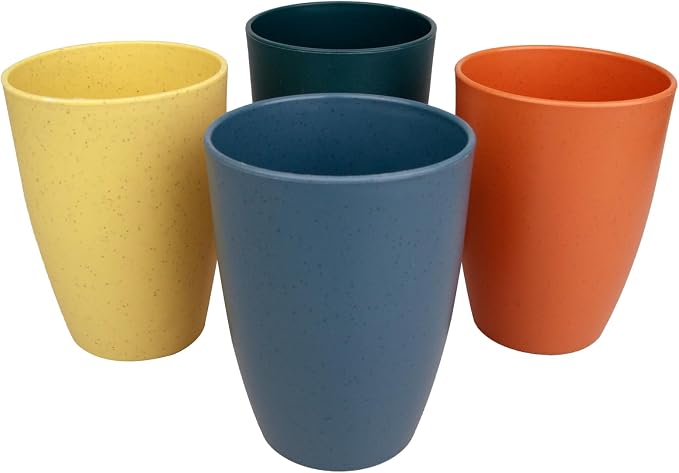 Wheat Straw Cups Set of 4, Unbreakable Drinking Cup | 12 Oz Reusable Cups by Soptalles