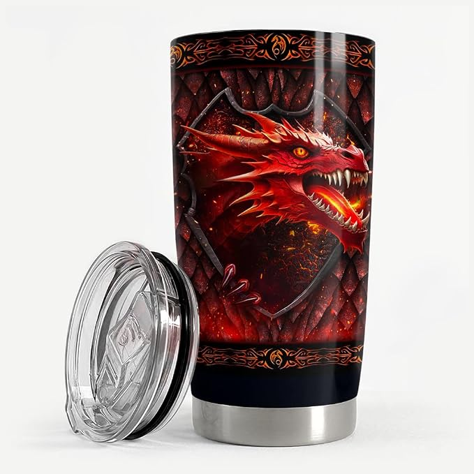 SANDJEST Dragon Tumbler 20oz Stainless Steel Insulated Coffee Travel Mug Cup - Image 3