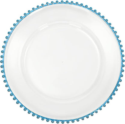 50 Pcs Charger Plates Set, Round Charger Plates, Reusable Serving Plates Embossed Rim Plastic Chargers Plate Decorative Round Plate Chargers for Dinner Plate Table Wedding Shower Decoration