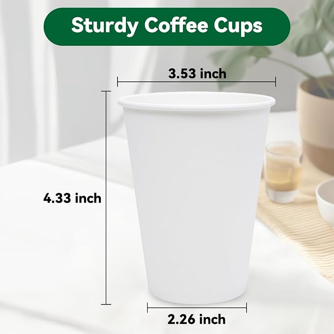 Coffee Cups, Disposable Cups for Hot and Cold, Disposable Coffee Cups for - Image 2