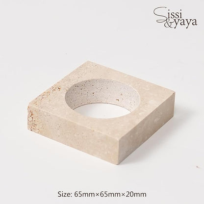Natural Beige Travertine Napkin Ring - Image 2