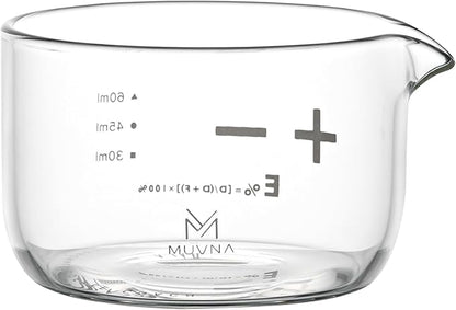 Espresso Shot Glass Measuring Cup, Handleless Compact Design by MUVNA