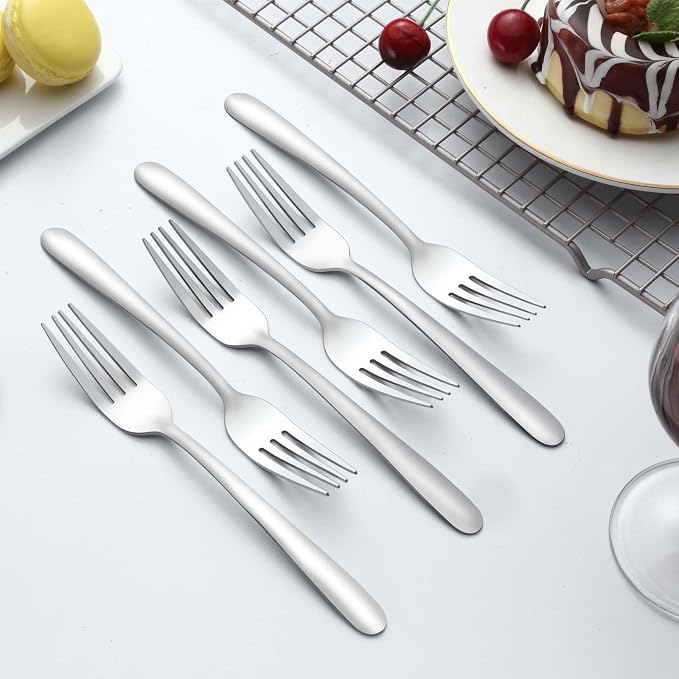 24 Pieces Dinner Forks, Forks Silverware, Food Grade Stainless Steel Flatware - Image 5