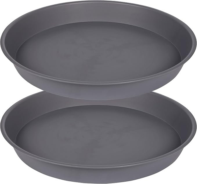 2 Pack of 10 inch Plant Saucer Gray, Heavy Duty Plastic Plant Saucer 10 inch by Bleuhome