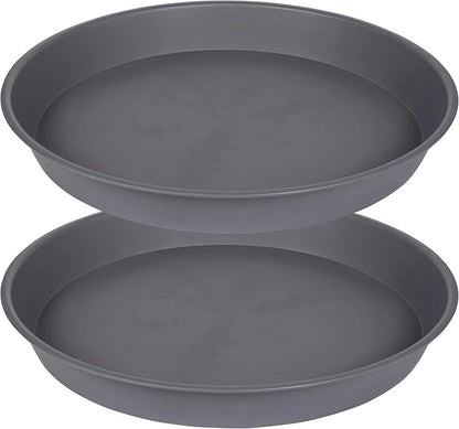 2 Pack of 10 inch Plant Saucer Gray, Heavy Duty Plastic Plant Saucer 10 inch by Bleuhome