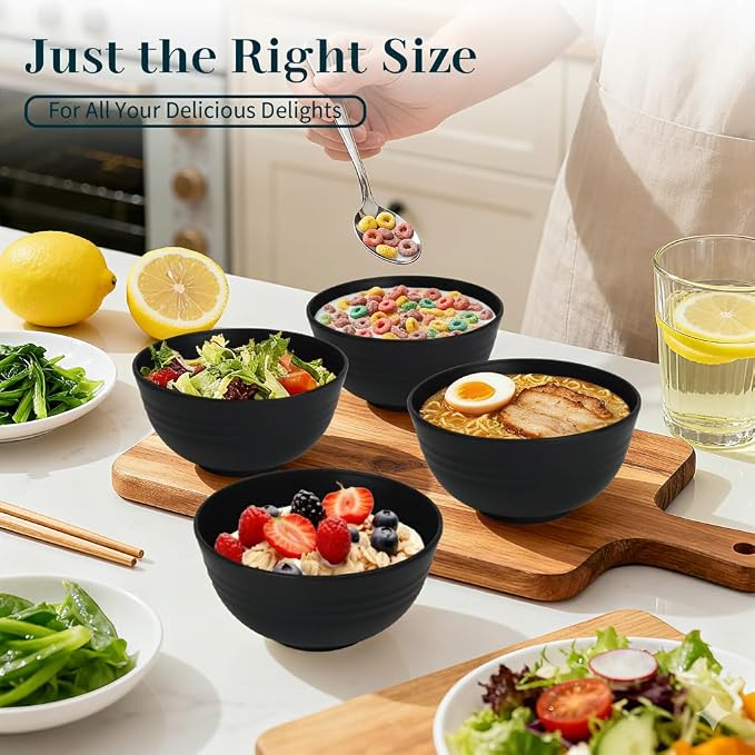 Cereal Bowls 26 OZ, Unbreakable Wheat Straw Bowl 8 PCS, Reusable Plastic Bowl - Image 6