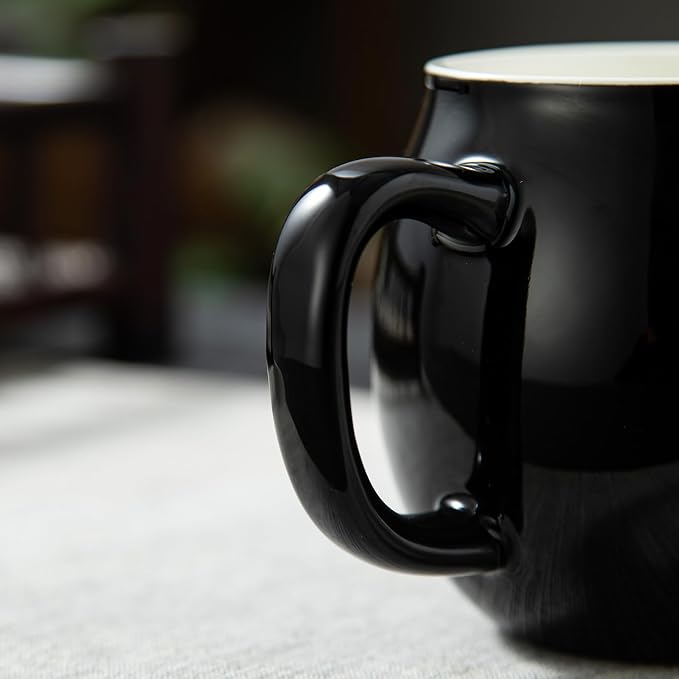 Yundu 12 OZ Brilliant Black Ceramics Teacup - Image 5