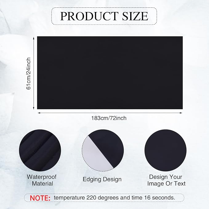 2 Pcs Black Sublimation Table Runners Blanks 24 x 72 Inch Polyester Table - Image 2