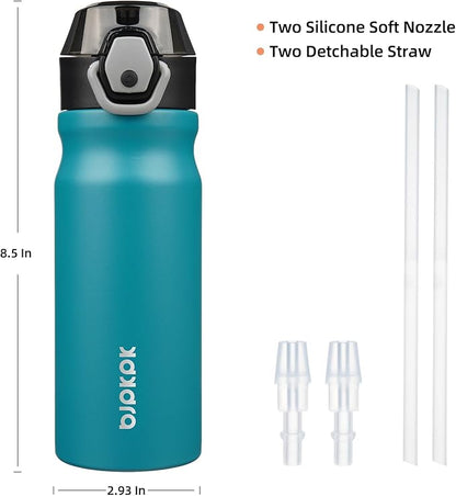 BJPKPK 18 oz Water Bottle with Straw & Handle, Insulated Stainless Flask | Leak - Image 4