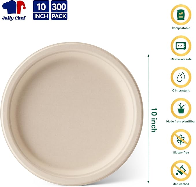 Compostable Heavy Duty Plates   Eco-Friendly Disposable Paper - Image 2