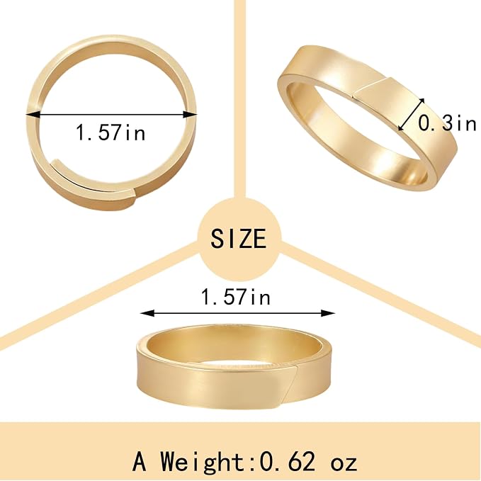 Round Metal Gold Napkin Rings Set of 8 | Modern Fall Napkin Ring Holders - Image 2