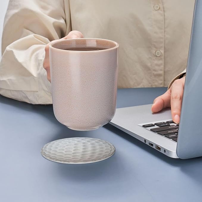 Coasters for Drinks with Holder Round Leather Coasters Set of 6 Cups Mugs Mat - Image 7