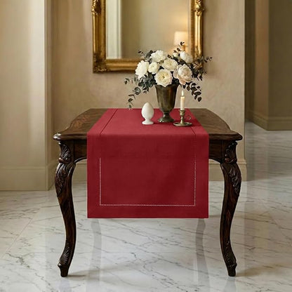 Signature Linen™ by D'Moksha Red Table Runner 36 Inches, 100% Pure Linen by DMokshaHomes