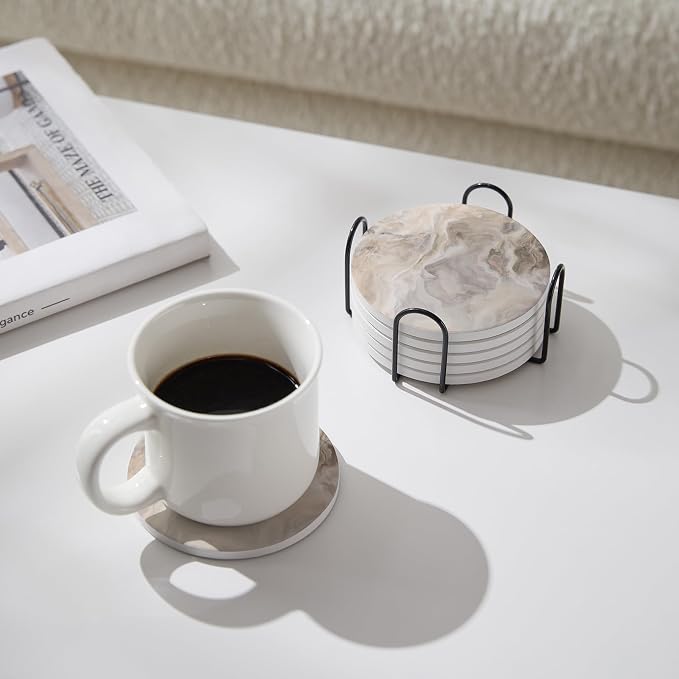 Set of 6 Abstract Marble Coasters - Image 6