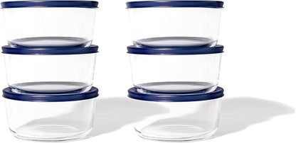 12-Piece Glass Food Storage Containers Set | 4-Cup, Leakproof | Microwave - Image 5