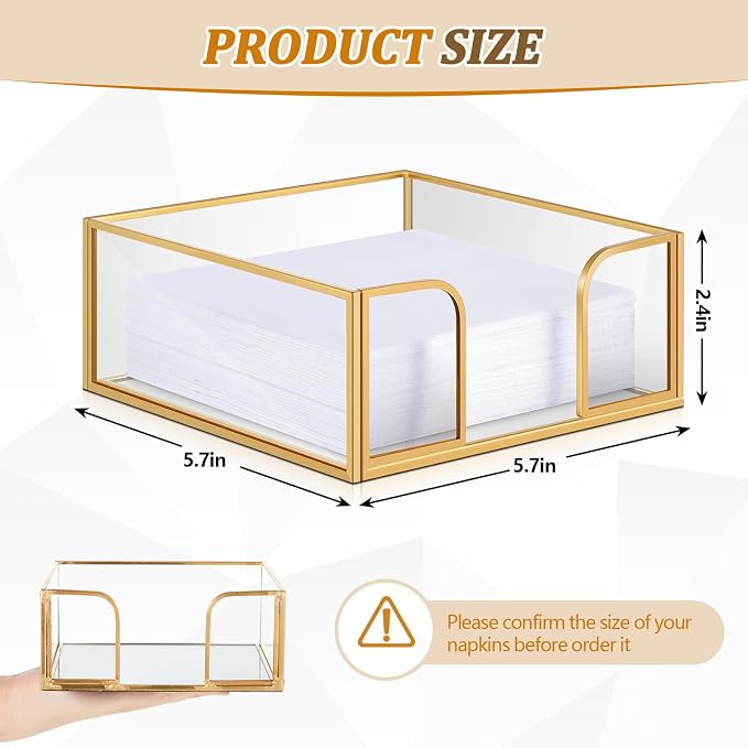 LemonRoad 2 Pcs Square Gold Napkin Holder - Image 3